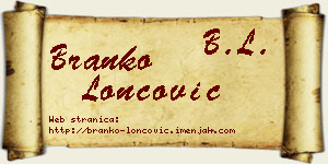 Branko Loncović vizit kartica